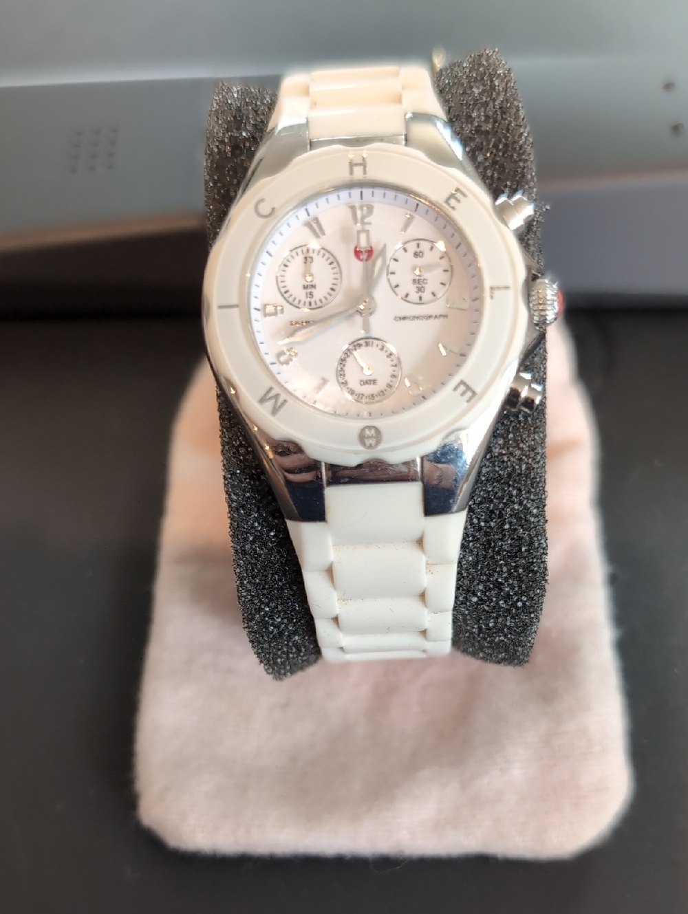 Michele White Jelly Ceramic Chronograph Watch